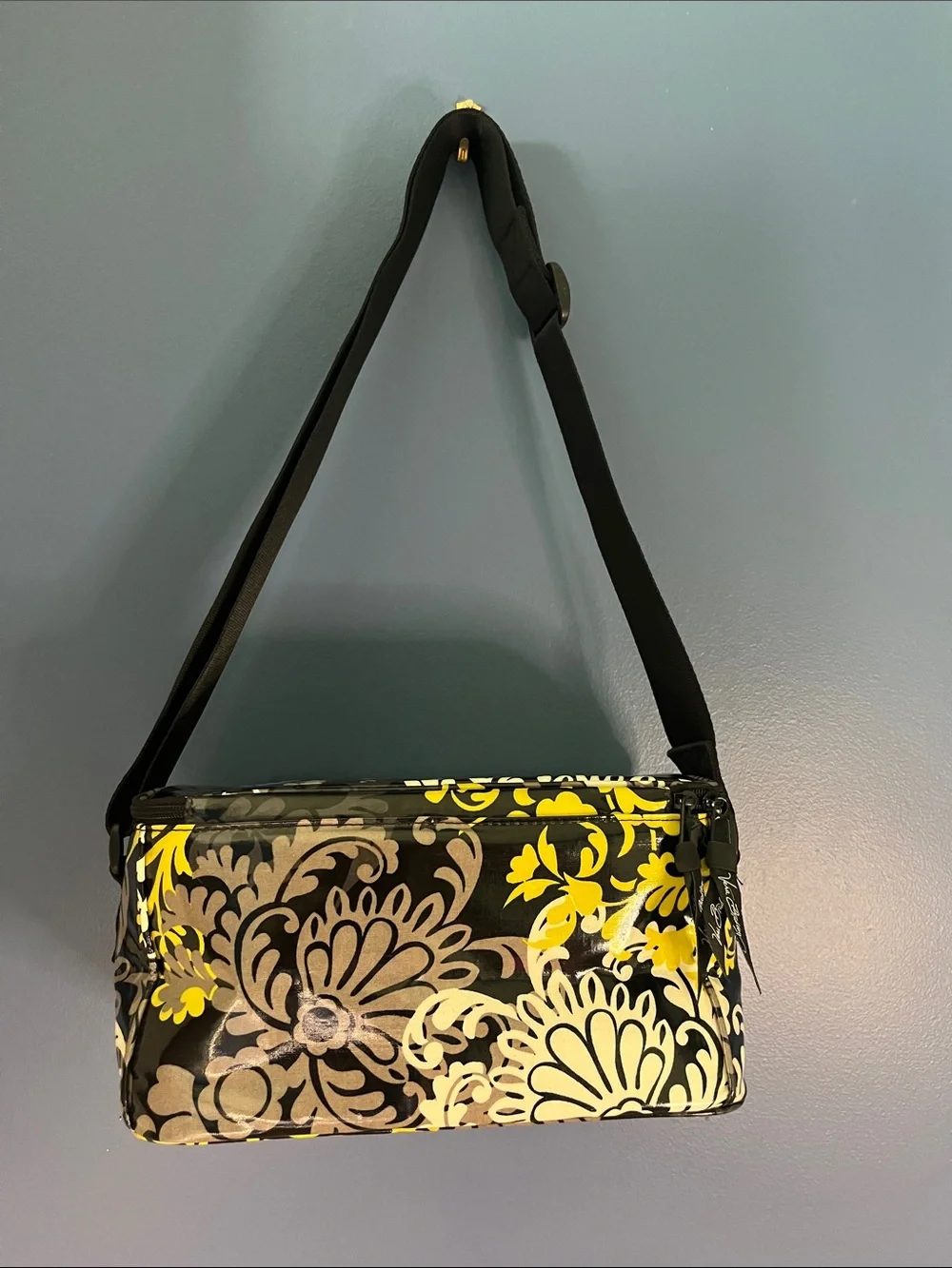 Vera Bradley Black Yellow Floral Shoulder Cosmetic Case